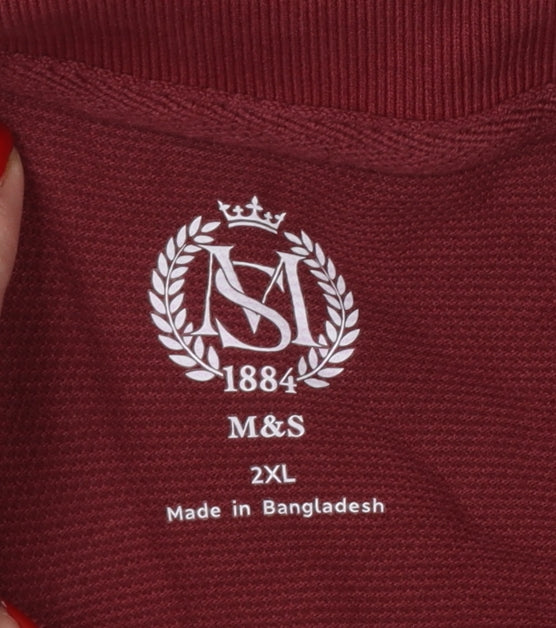 Marks and Spencer Men’s Red 2XL Classic Cotton Pique Polo Shirt