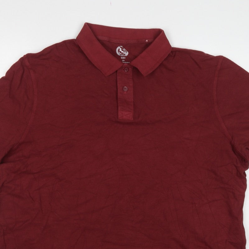 Marks and Spencer Men’s Red 2XL Classic Cotton Pique Polo Shirt
