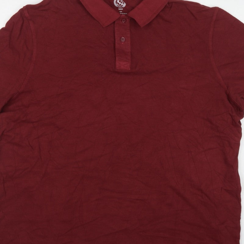 Marks and Spencer Men’s Red 2XL Classic Cotton Pique Polo Shirt