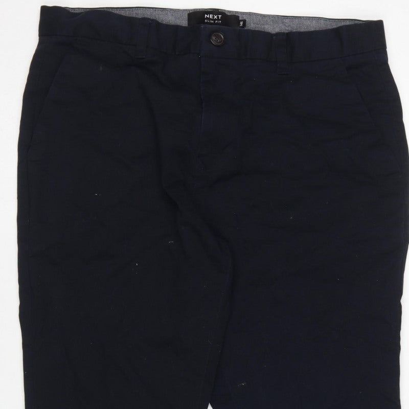 Next Men’s Black S Slim Fit Dress Trousers Flat Front