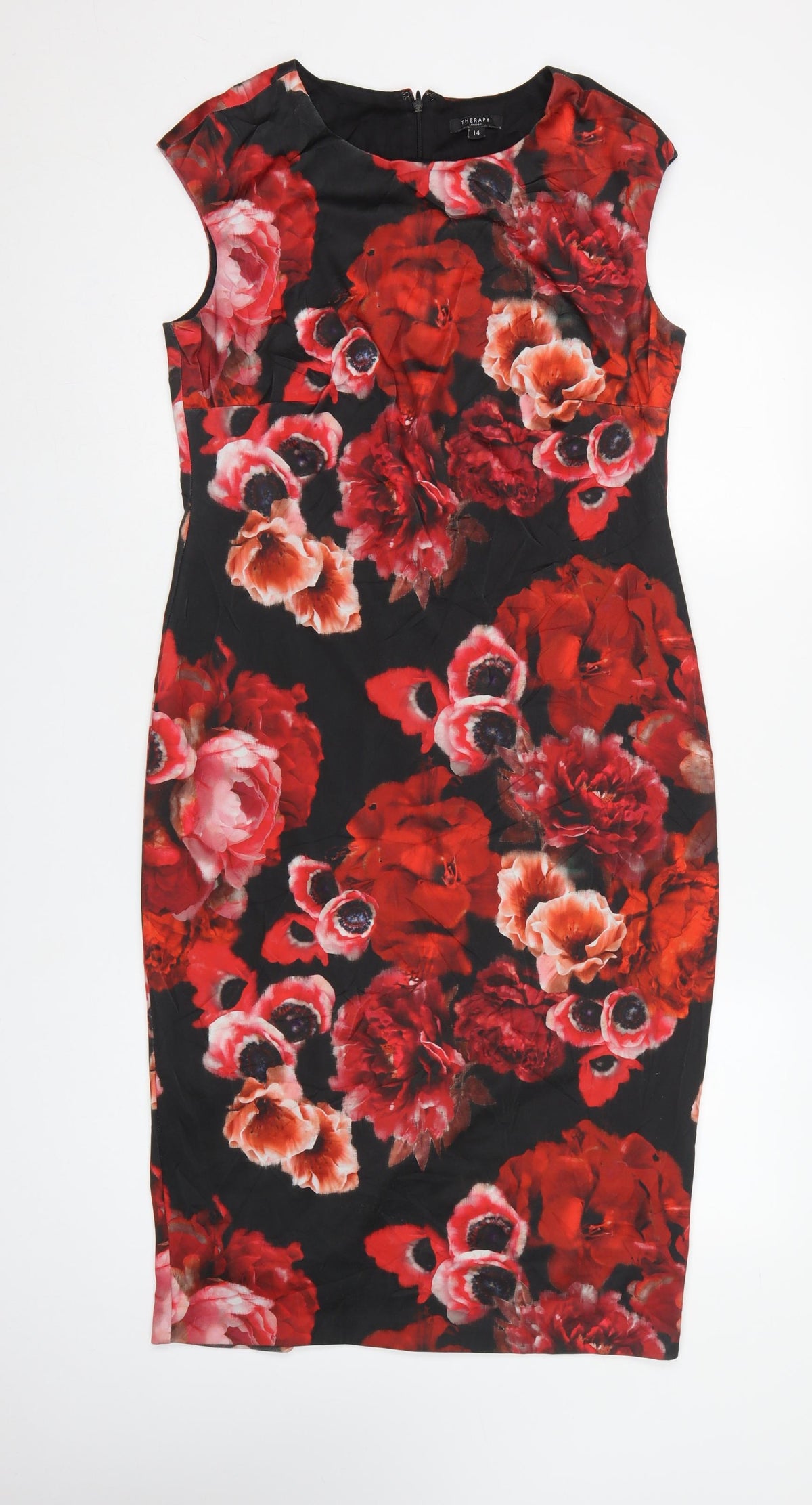 Therapy London Women Multicoloured UK 14 Floral Sheath Knee Dress