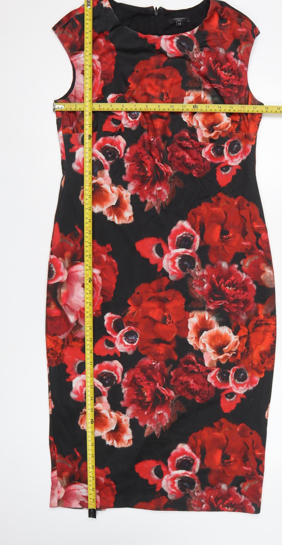 Therapy London Women Multicoloured UK 14 Floral Sheath Knee Dress