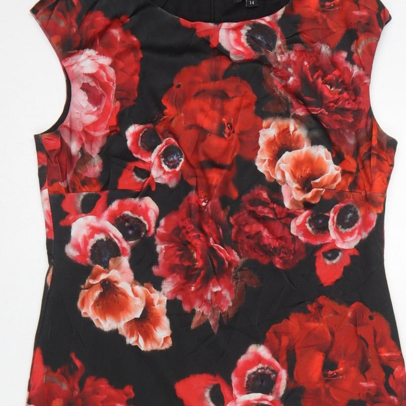 Therapy London Women Multicoloured UK 14 Floral Sheath Knee Dress