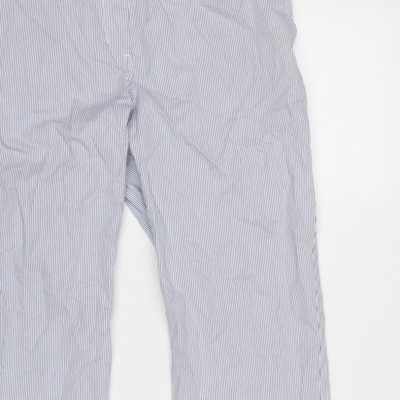 Marks & Spencer Women White Stripe Chino Trousers UK 8 Long Cotton