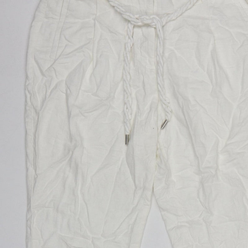 M&S Women’s White UK 14 Short Tapered Trousers Detachable Belt