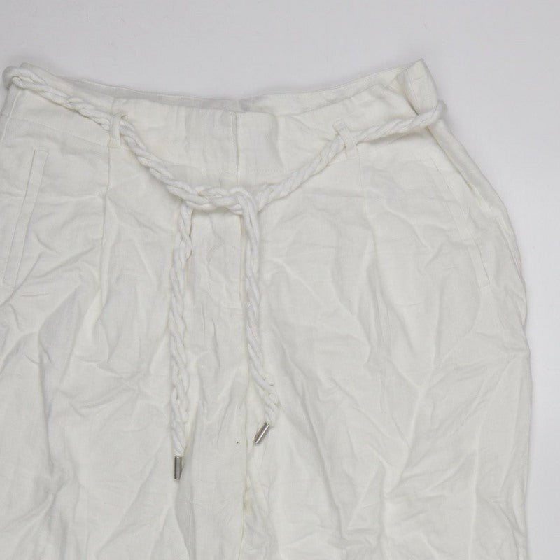 M&S Women’s White UK 14 Short Tapered Trousers Detachable Belt