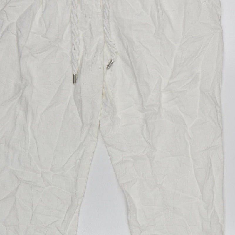 M&S Women’s White UK 14 Short Tapered Trousers Detachable Belt