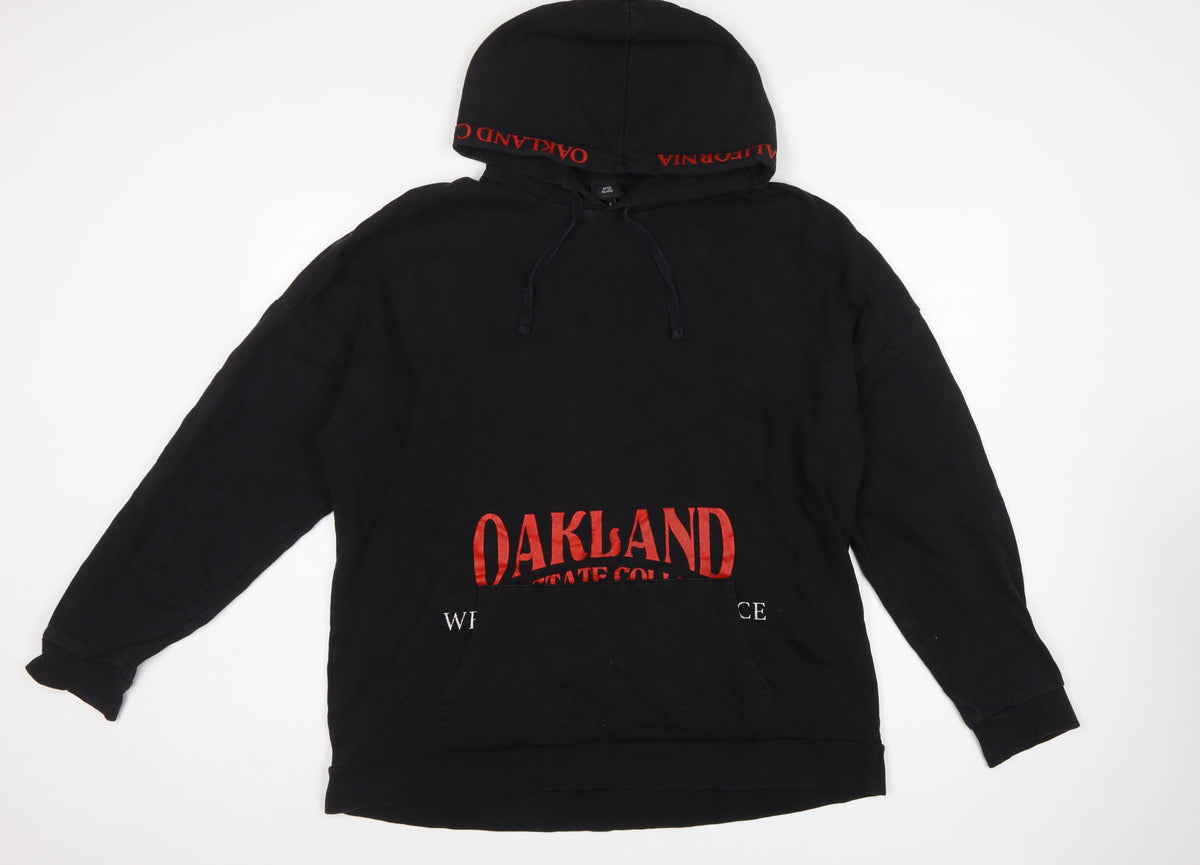 River Island Men’s Black XL Pullover Hoodie Oakland College Graphic
