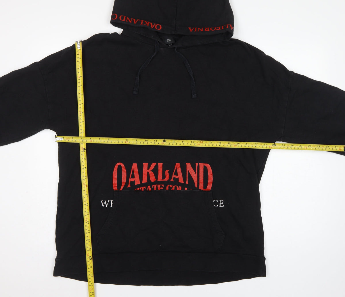 River Island Men’s Black XL Pullover Hoodie Oakland College Graphic