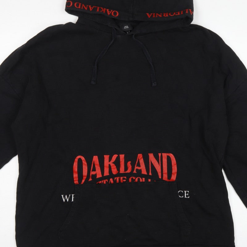 River Island Men’s Black XL Pullover Hoodie Oakland College Graphic