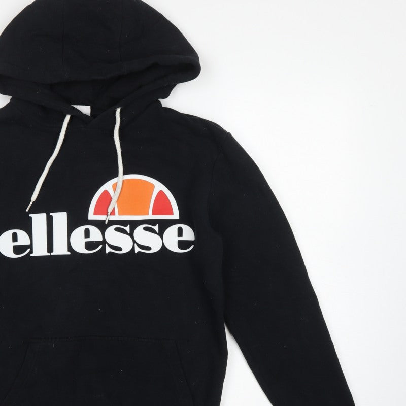 Ellesse Men's Black XS Pullover Logo Hoodie Drawstring Pocket