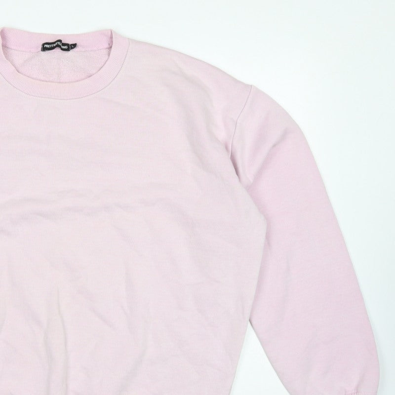 PrettyLittleThing Women's Pink L Pullover Crew Neck Sweatshirt