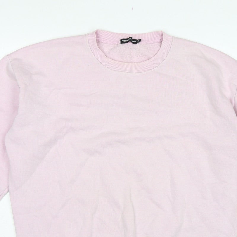 PrettyLittleThing Women's Pink L Pullover Crew Neck Sweatshirt