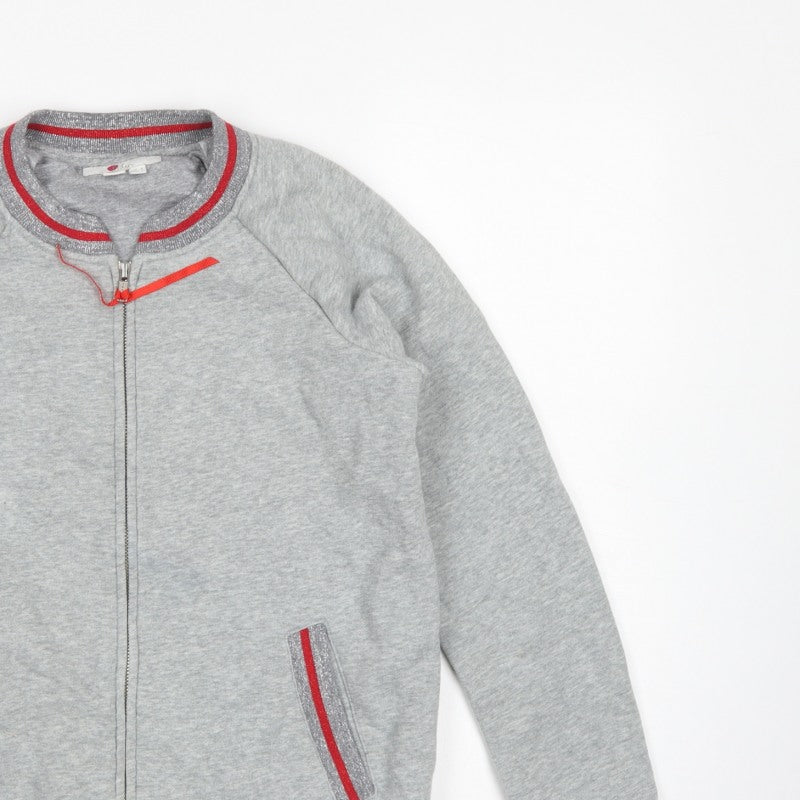Boden Women’s Grey Full Zip Glitter Trim Sweatshirt UK 8
