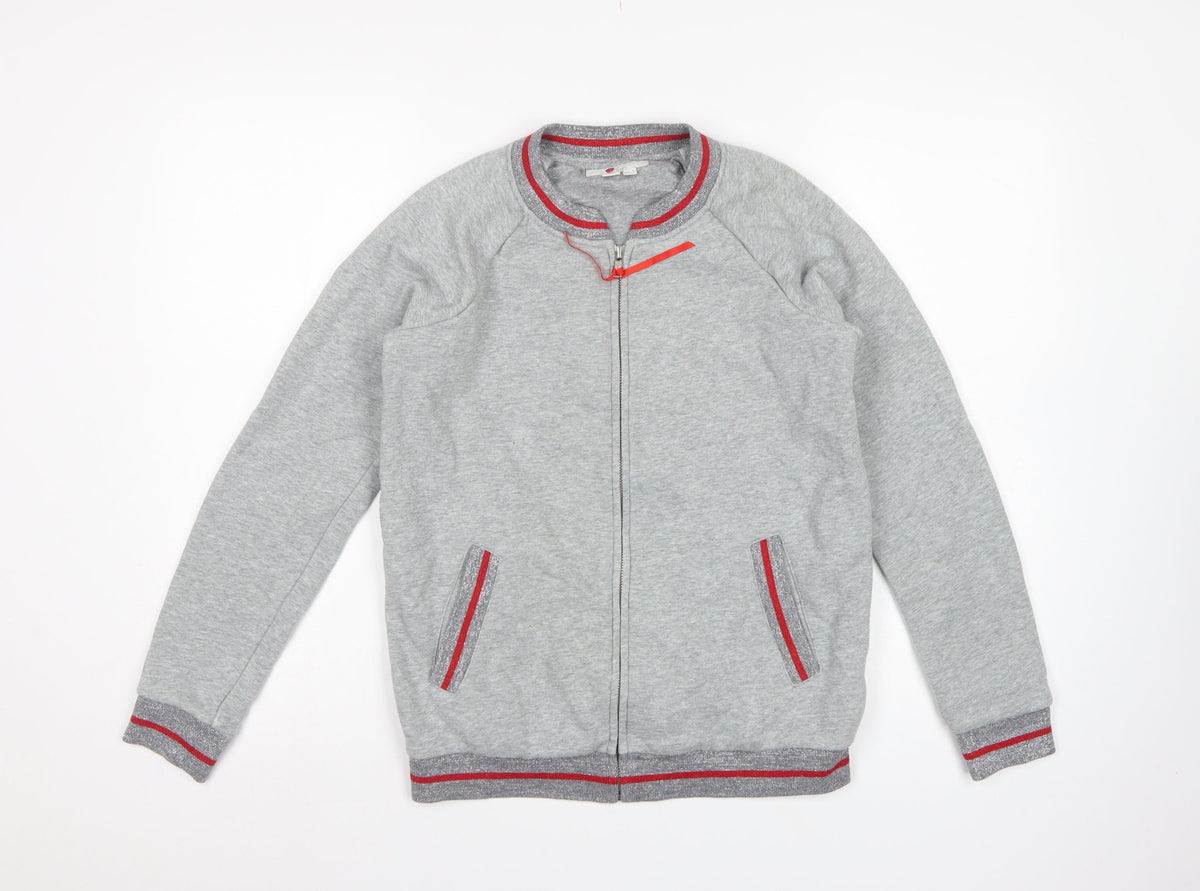 Boden Women’s Grey Full Zip Glitter Trim Sweatshirt UK 8