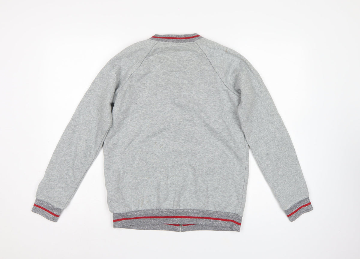 Boden Women’s Grey Full Zip Glitter Trim Sweatshirt UK 8