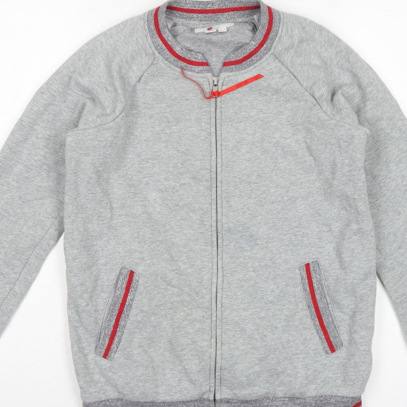 Boden Women’s Grey Full Zip Glitter Trim Sweatshirt UK 8