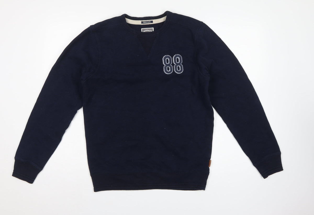 FatFace Men’s Blue S Pullover Crew Neck 88 Embroidered Sweatshirt