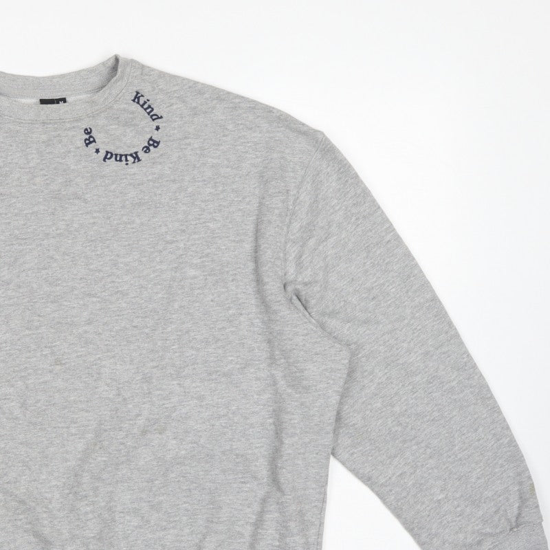 Nobody's Child Women Grey M Be Kind Embroidered Crew Sweatshirt