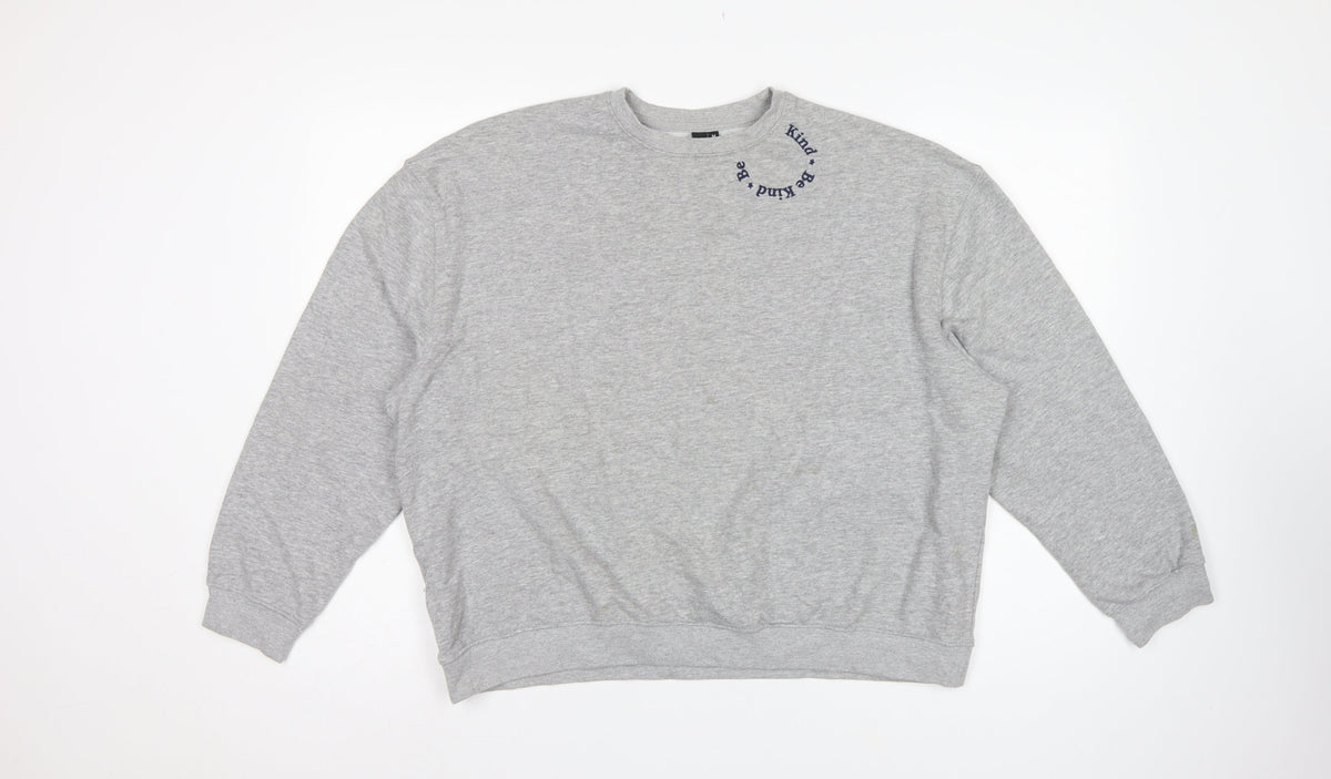 Nobody's Child Women Grey M Be Kind Embroidered Crew Sweatshirt