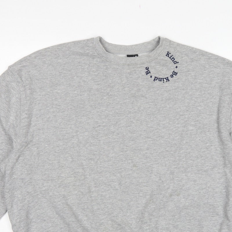 Nobody's Child Women Grey M Be Kind Embroidered Crew Sweatshirt
