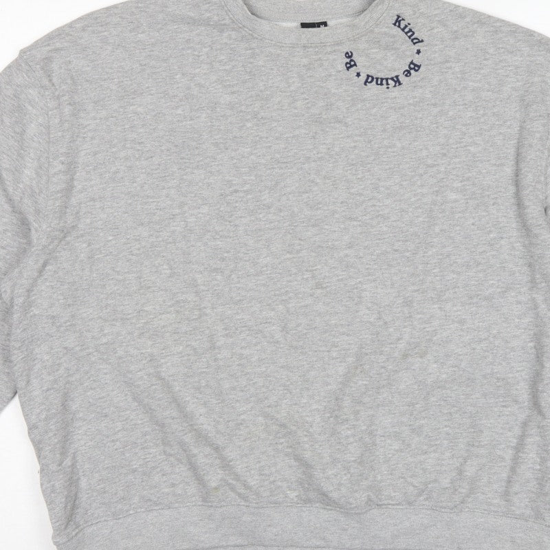 Nobody's Child Women Grey M Be Kind Embroidered Crew Sweatshirt