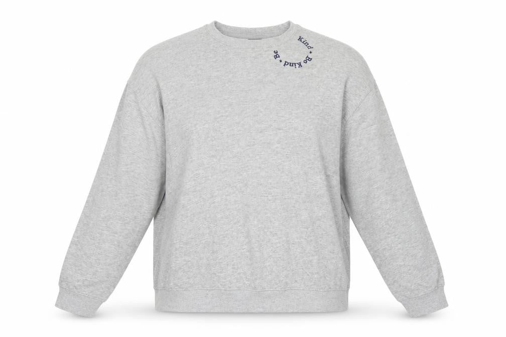 Nobody's Child Women Grey M Be Kind Embroidered Crew Sweatshirt