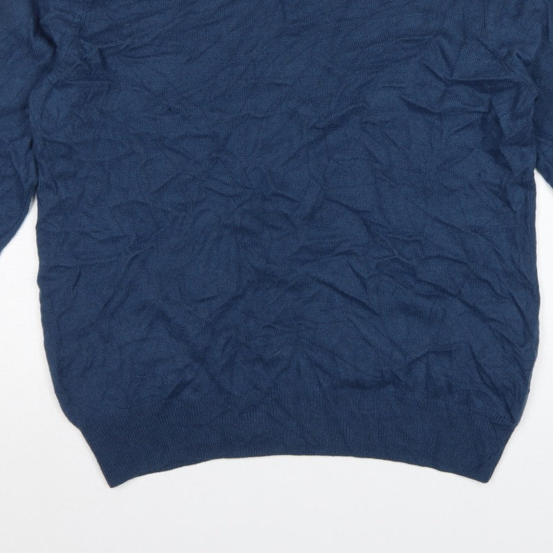 Autograph Men’s Blue Cashmere Angora V-Neck Knit Pullover Jumper L