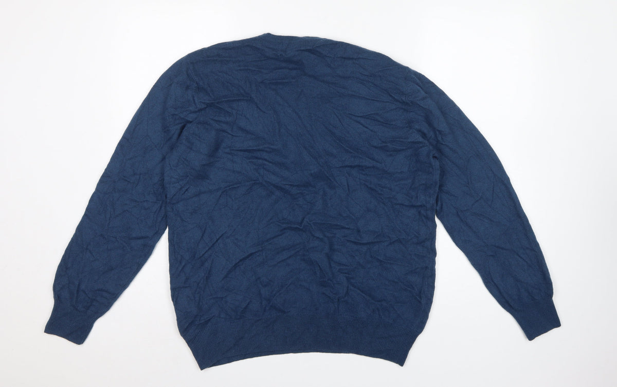 Autograph Men’s Blue Cashmere Angora V-Neck Knit Pullover Jumper L