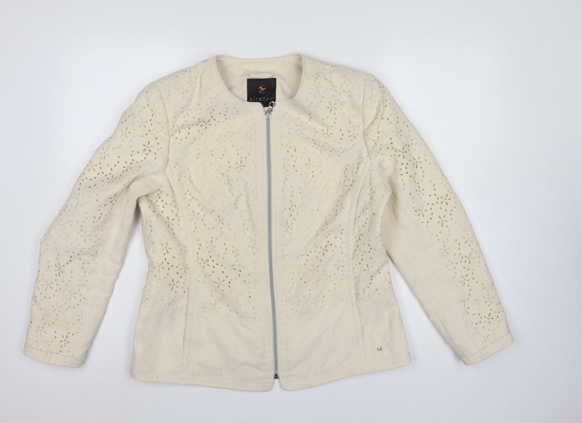 Kirsten Women’s Ivory UK 14 Floral Cutwork Zip Jacket