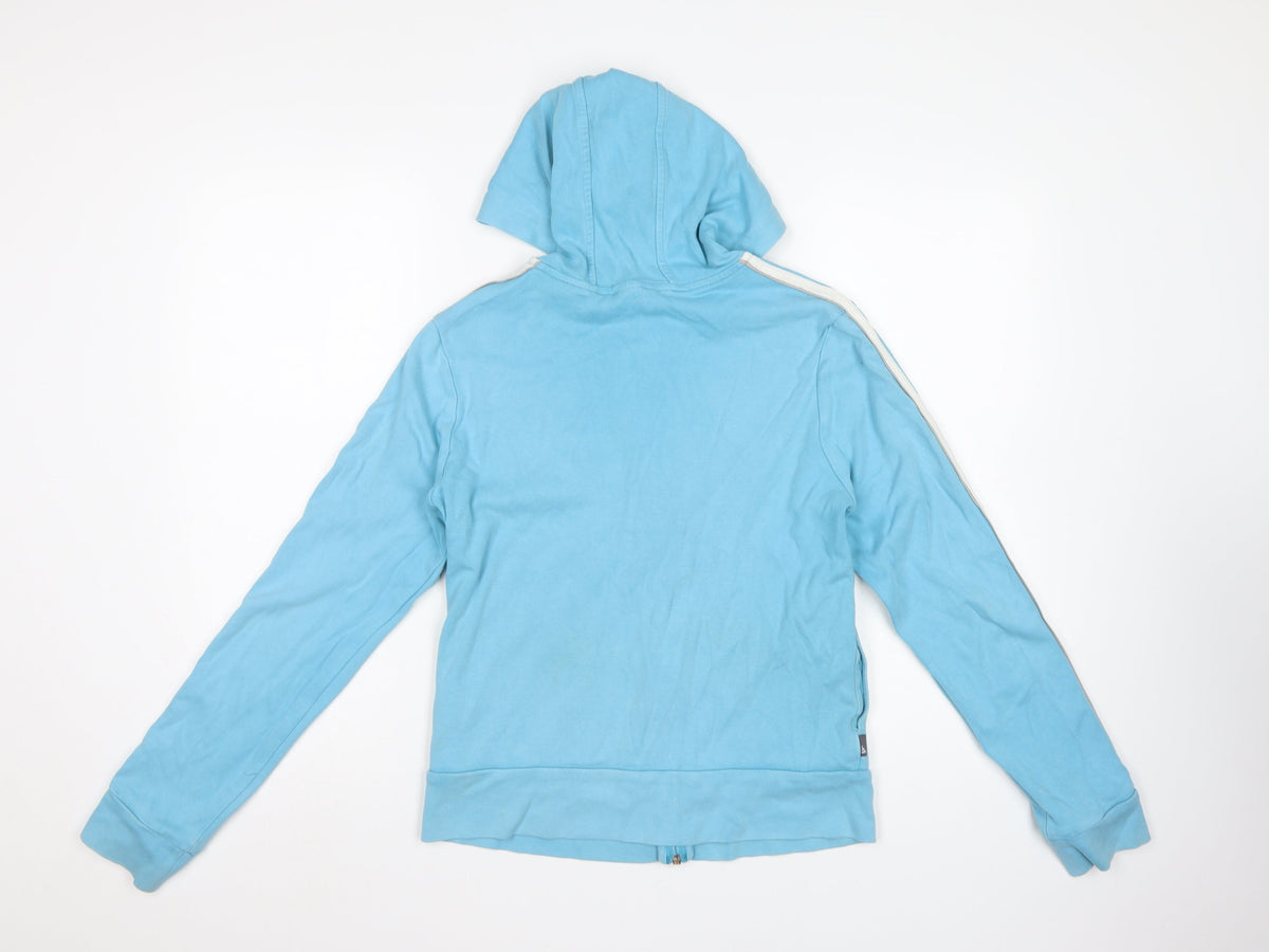 Adidas Women’s Blue UK 14 Full Zip Hooded Sweatshirt Stripe Logo