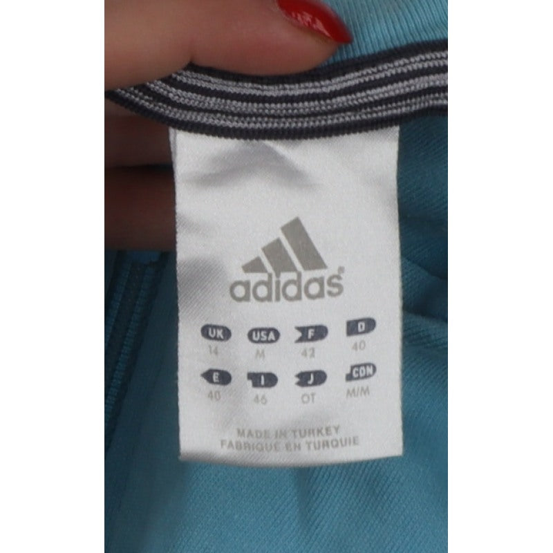 Adidas Women’s Blue UK 14 Full Zip Hooded Sweatshirt Stripe Logo