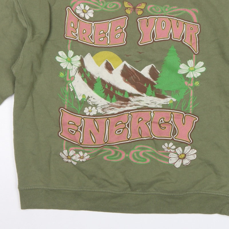 H&M Divided Women’s Green M Free Your Energy Graphic Sweatshirt