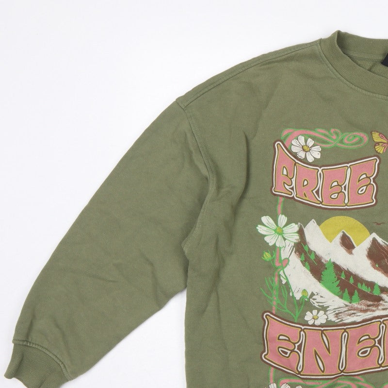 H&M Divided Women’s Green M Free Your Energy Graphic Sweatshirt