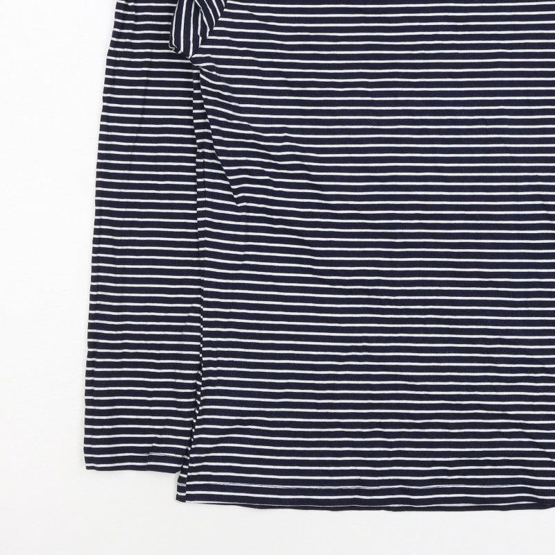 Nicole Farhi Women’s Blue White Stripe Cotton Boat Neck Long Sleeve Top 12