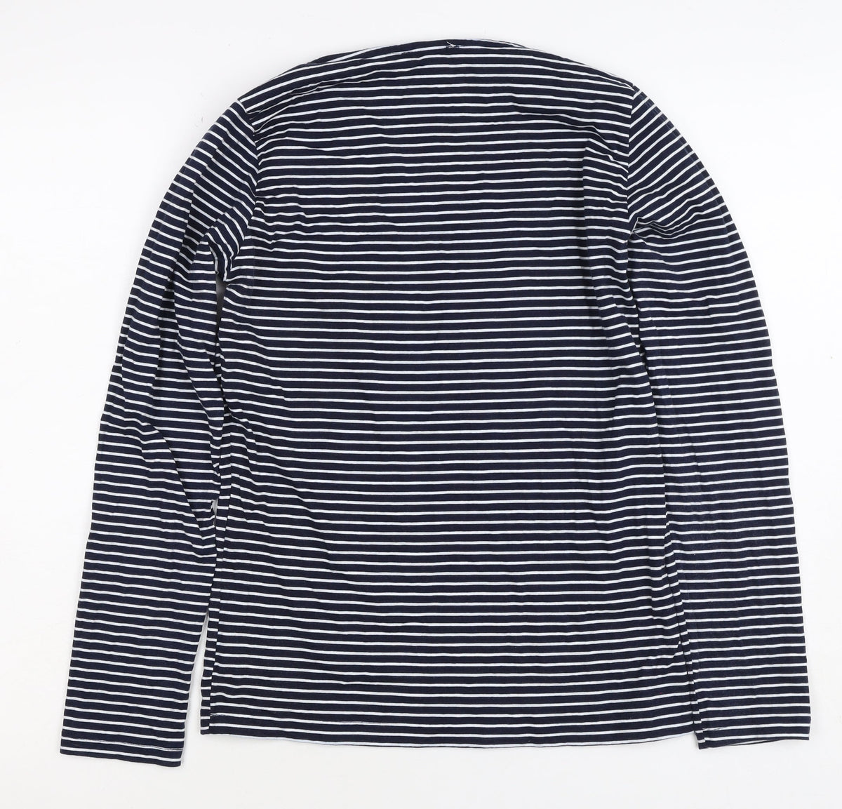 Nicole Farhi Women’s Blue White Stripe Cotton Boat Neck Long Sleeve Top 12