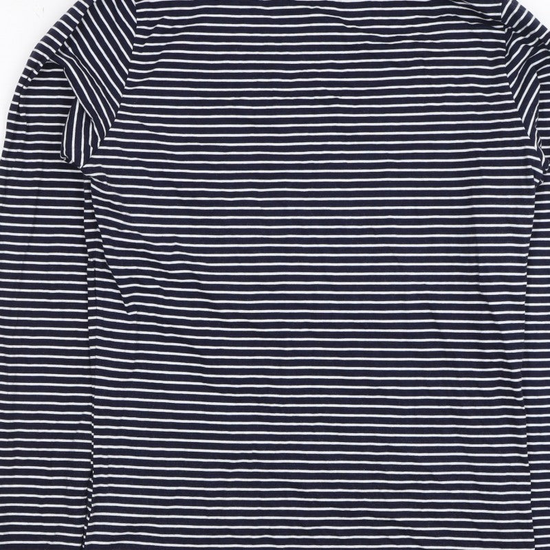 Nicole Farhi Women’s Blue White Stripe Cotton Boat Neck Long Sleeve Top 12