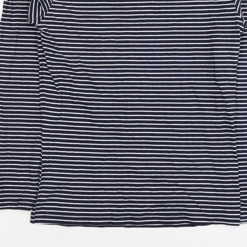 Nicole Farhi Women’s Blue White Stripe Cotton Boat Neck Long Sleeve Top 12