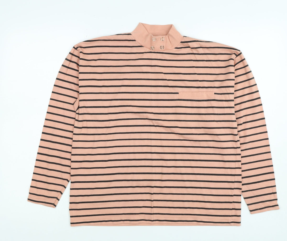 Great Queen Women’s Pink Striped Size 14 Long Sleeve Polo Top