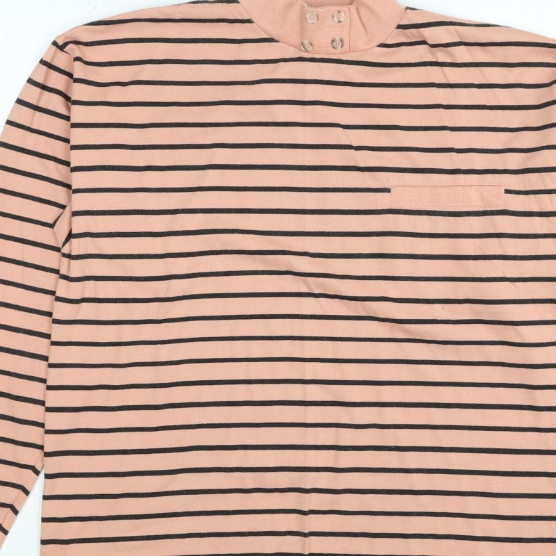 Great Queen Women’s Pink Striped Size 14 Long Sleeve Polo Top