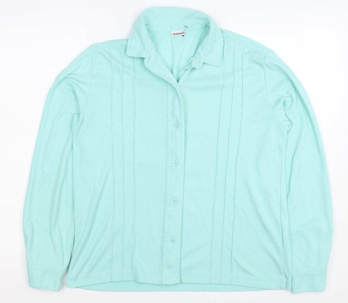 Damart Women’s Mint Green Size 14 Collared Long Sleeve Button-Up Top