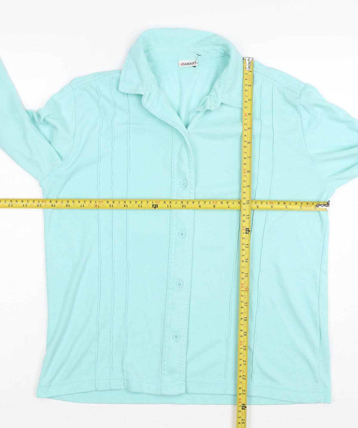 Damart Women’s Mint Green Size 14 Collared Long Sleeve Button-Up Top