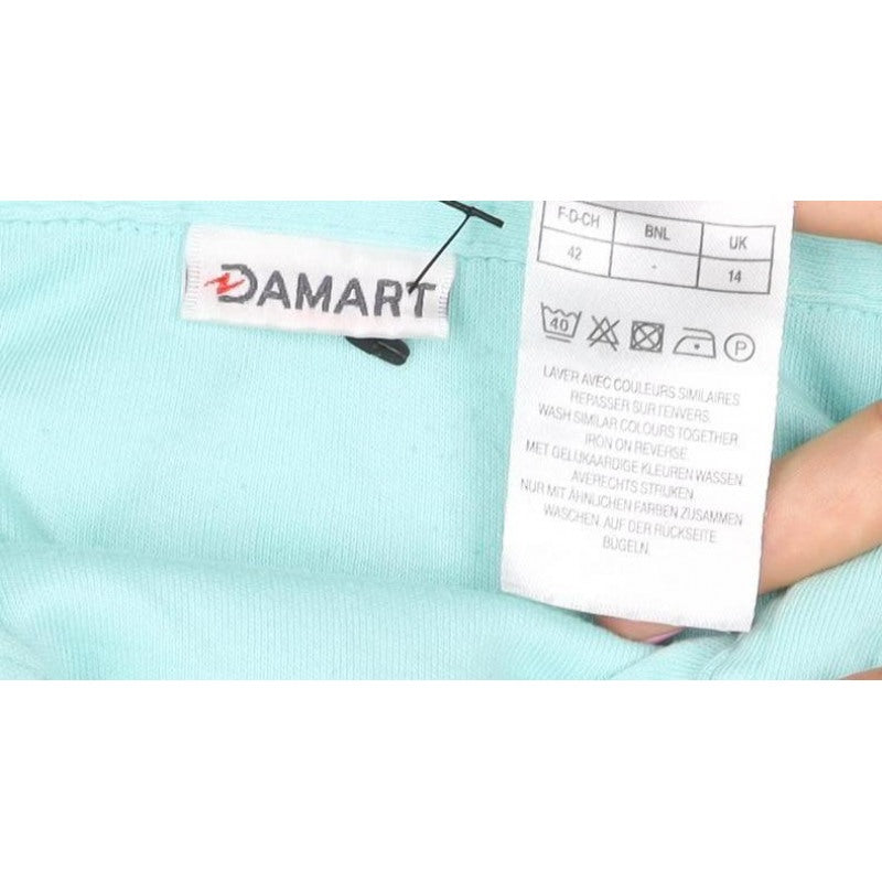 Damart Women’s Mint Green Size 14 Collared Long Sleeve Button-Up Top