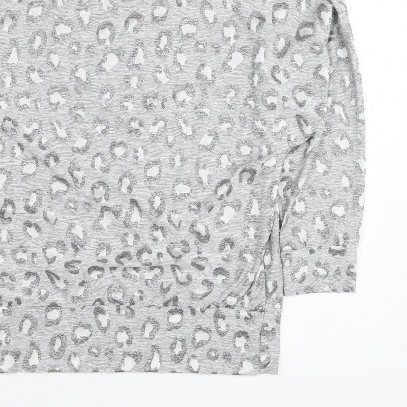 Peacocks Women’s Grey Leopard Print Relaxed 3/4 Sleeve Top Size 14
