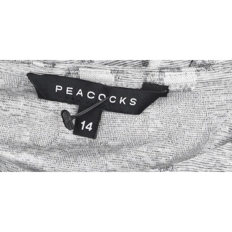 Peacocks Women’s Grey Leopard Print Relaxed 3/4 Sleeve Top Size 14