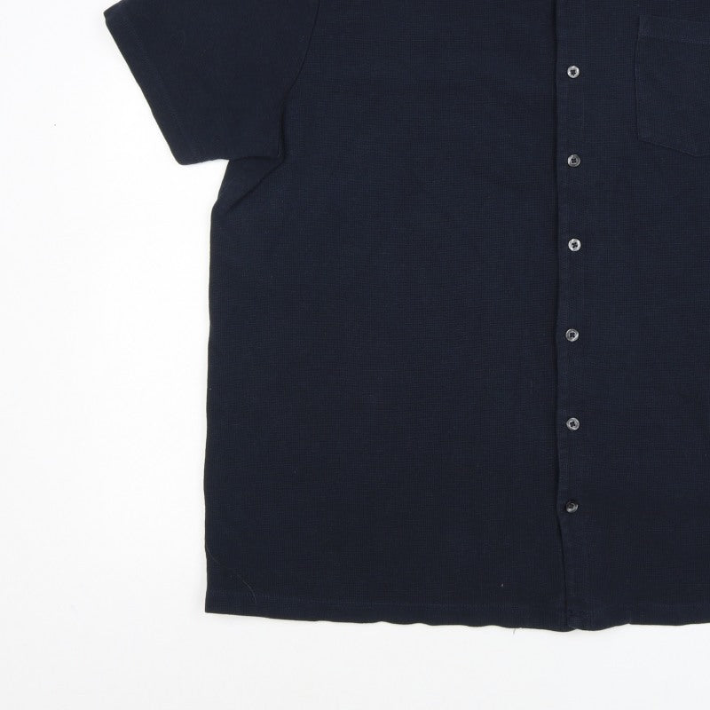 Burton Menswear Men Navy 2XL Short Sleeve Button-Up Polo Shirt