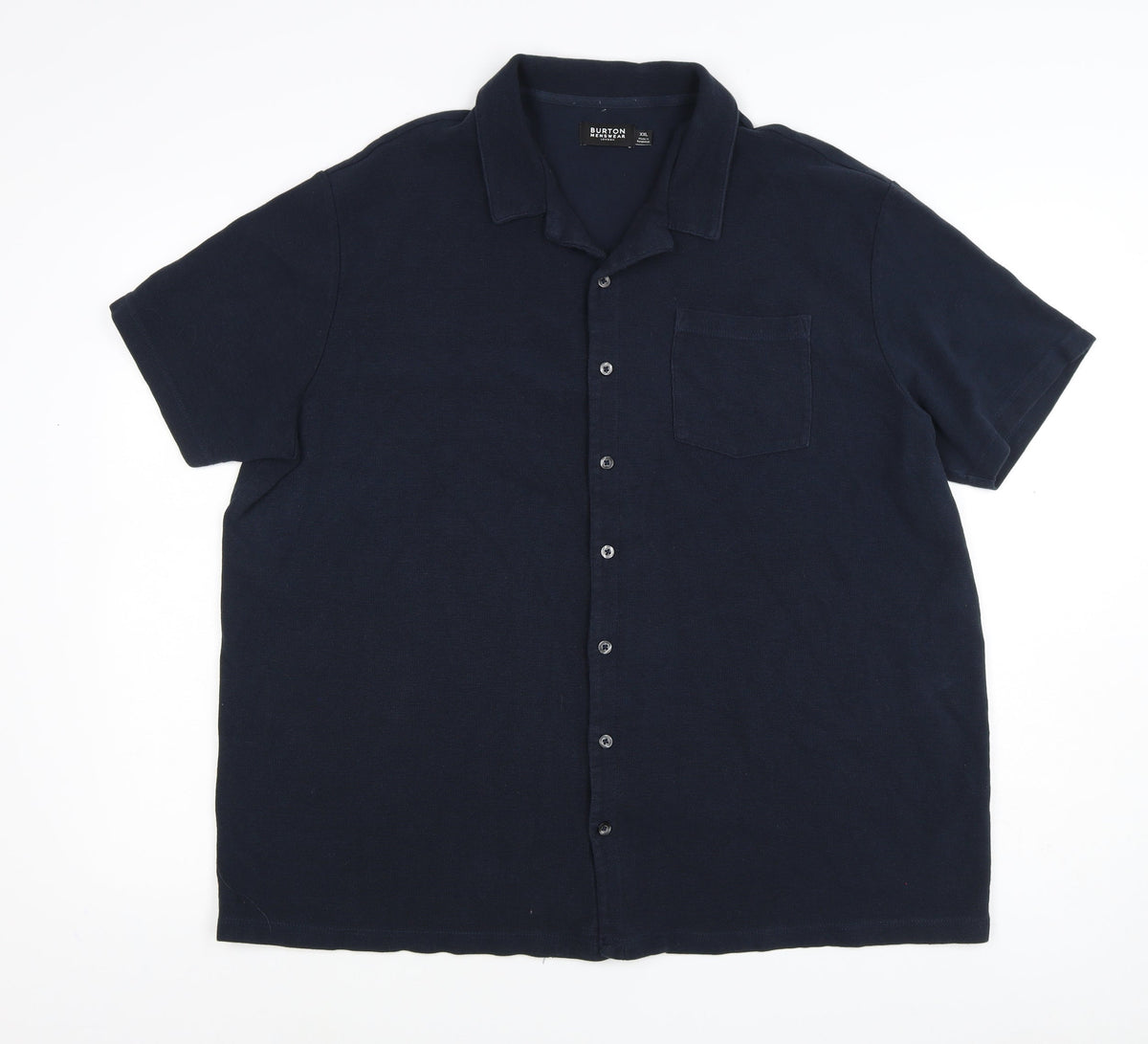 Burton Menswear Men Navy 2XL Short Sleeve Button-Up Polo Shirt