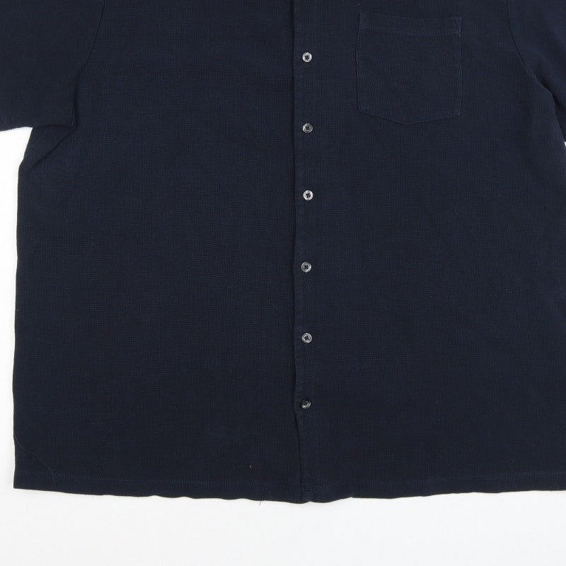 Burton Menswear Men Navy 2XL Short Sleeve Button-Up Polo Shirt