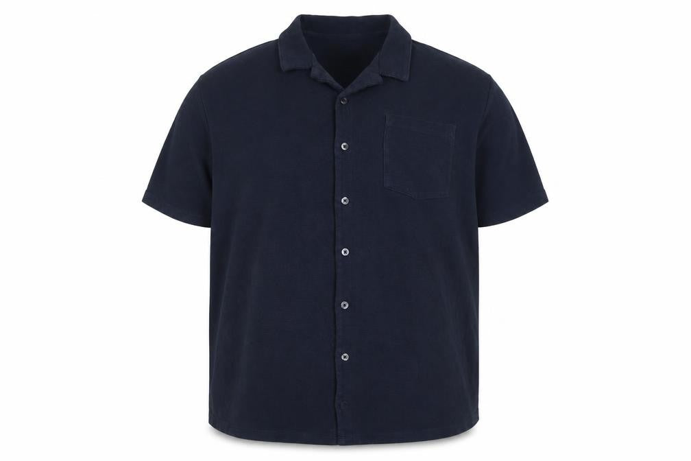 Burton Menswear Men Navy 2XL Short Sleeve Button-Up Polo Shirt