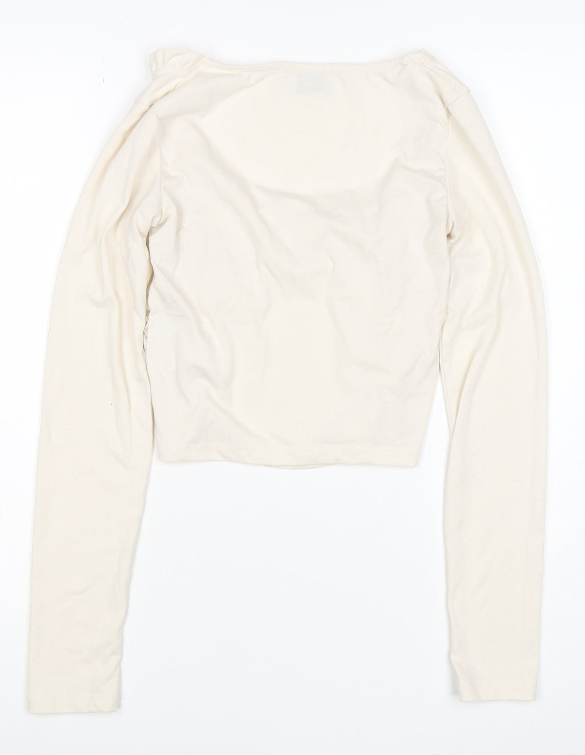 Pamela x NA-KD Women Ivory 2XS Cropped Ruched Square Neck Blouse